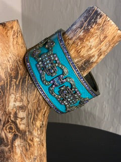 Heidi Daus Denim & Deco Turquoise Crystal Hinged Cuff