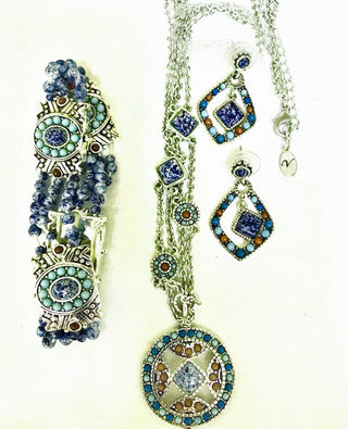 Bohemian Mandala tile Necklace w/earrings
