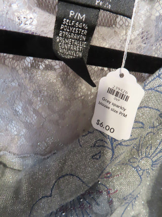 Gray sparkly blouse size P/M