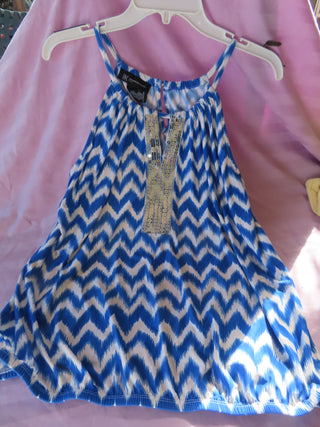 Blue & white sleeveless blouse by INC