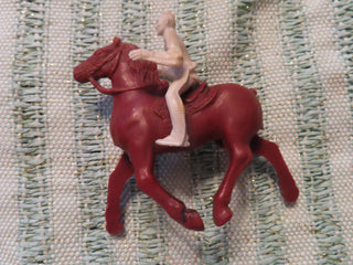 Plastic brown horse & rider
