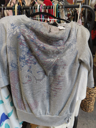 Gray sparkly blouse size P/M
