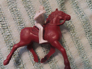 Plastic brown horse & rider