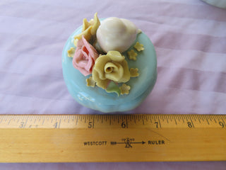 Small blue trinket dish w/bird