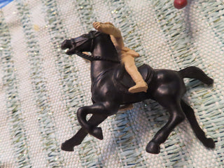 Black horse & tan cowboy