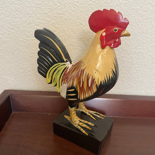 Hand-carved Wood Painted Rooster 8in