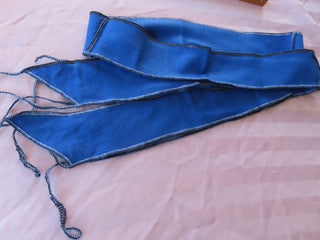 Blue fabric belt w/fringe 60"