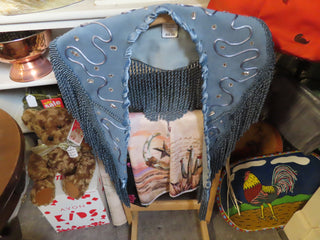 Blue leather shawl/collar