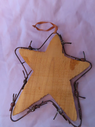 Wood & Barbed wire star wall hanging