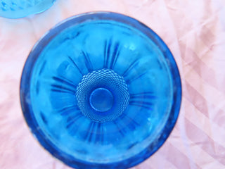 blue press glass vase