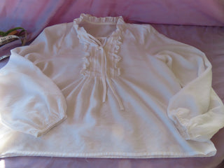 White cotton long sleeve blouse