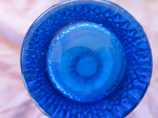 blue press glass vase