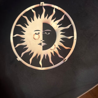 Sun Moon Rays 8" Diameter Laser Cut Metal Wall Mount Art Home decor
