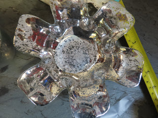 set of 3 silver glass  flower candle holders