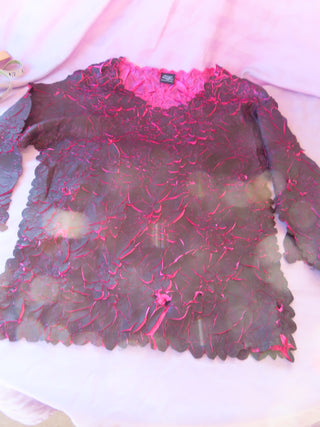 Pink & Black flowered shirt size M
