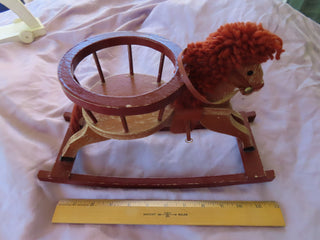 Wooden rocking horse toy w/ basket
