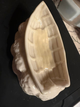Vintage Belleek Row Boat Trinket Dish As Tray Salt Cellar Ring Dish
