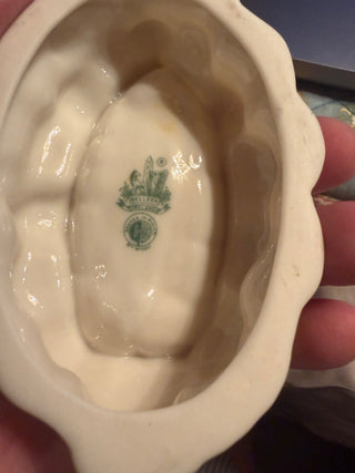 Vintage Belleek Row Boat Trinket Dish As Tray Salt Cellar Ring Dish