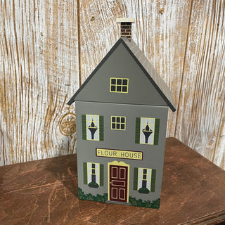 11" Flour House Wood Canister w/ Liner, 90's--SP RCD