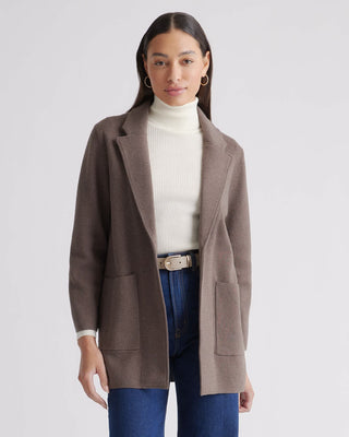 NWT heather brown Quince 100% Organic Cotton Knit Blazer Size XL