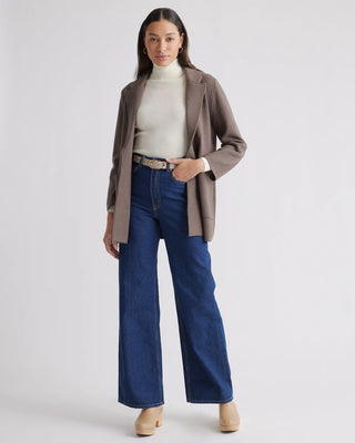 NWT heather brown Quince 100% Organic Cotton Knit Blazer Size XL