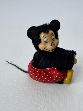 Vintage Mickey Mouse Small Sitting Figure Red Polka Dot Shorts Yellow Shoes