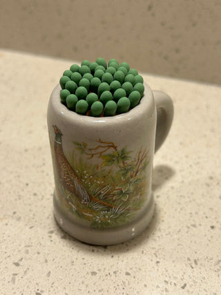 Mini Vintage Stoneware Stein/Match Holder, Pheasant