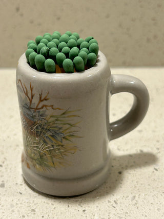 Mini Vintage Stoneware Stein/Match Holder, Woodcock