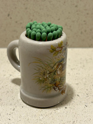 Mini Vintage Stoneware Stein/Match Holder, Woodcock