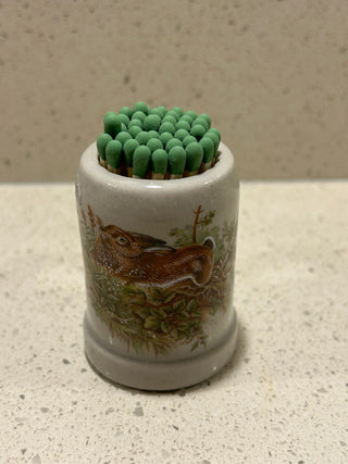 Mini Vintage Stoneware Stein/Match Holder, One Rabbit