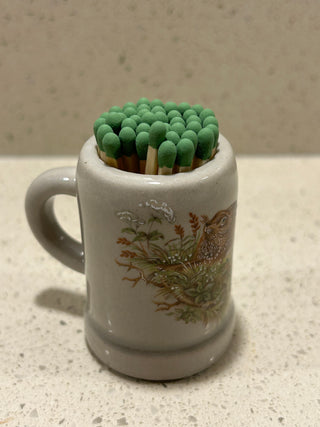 Mini Vintage Stoneware Stein/Match Holder, One Rabbit