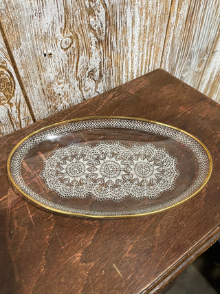 9" White Lace Oval Dish, Crystal Clear Studios--KL