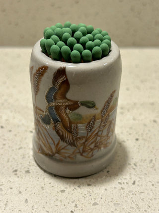 Mini Vintage Stoneware Stein/Match Holder, Mallard