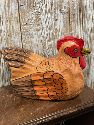 12" Painted Paper Mache Chicken--SP