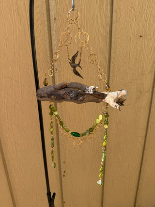 Suncatcher Branch 16" Dove, Silver Leafs