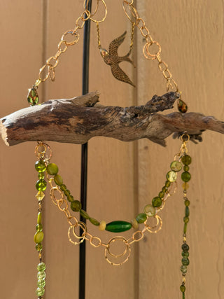 Suncatcher Branch 16" Dove, Silver Leafs