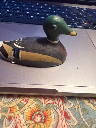 Mallard Duck Decoy Cast Iron Hubley handpainted Paperweight