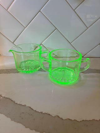 Uranium Glass Cream and Sugar Set (2 pcs) - RSV