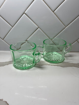 Uranium Glass Cream and Sugar Set (2 pcs) - RSV