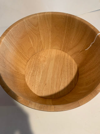 Vntg Clay Art Wood Bowl 23x6” Roosters