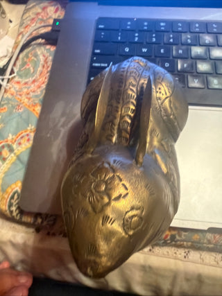 Vintage Gold Tone Metal Bunny Rabbit Trinket Box Lift Off Lid Figurine