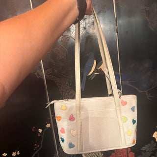 Brighton Fresca Ivory Leather Purse with Embellished Pastel Hearts