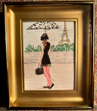 French Girl in Vintage Brass 3-D Frame RCD