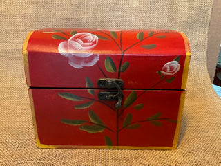 Tole Painted Red mini trunk