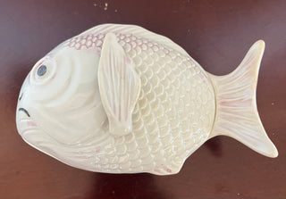 Ceramic Fish Trinket Dish with lid, vintage