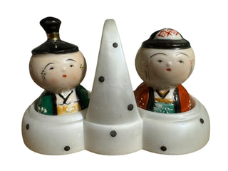 Japanese Boy and Girl S&P Shaker in Caddy