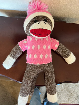 Pink Sock Monkey Plush