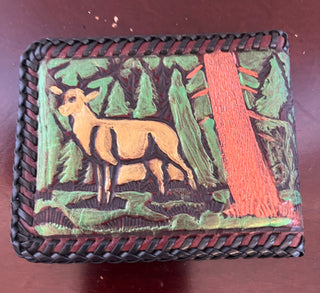 Hand Tooled Leather Wallet, nature scene