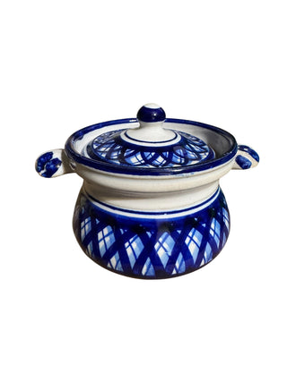 Italian Blue Lattice Print Pot