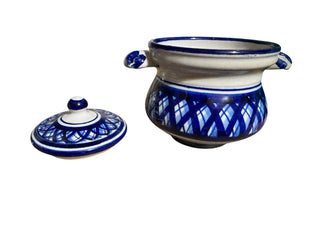 Italian Blue Lattice Print Pot